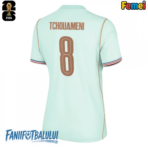 Franța Aurelien Tchouameni #8 Echipament de Fotbal Replică Mondial 2026 Femei Deplasare Franța Aurelien Tchouameni #8 Echipament de Fotbal Replică Mondial 2026 Femei Deplasare